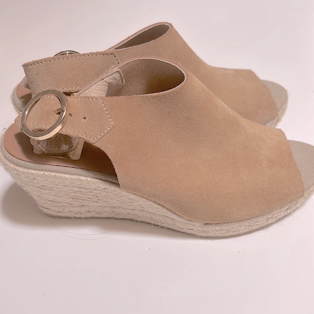 Kanna Slingback Wedge Sandals Espadrilles Suede Leather Festival Spain 7.5 Tan